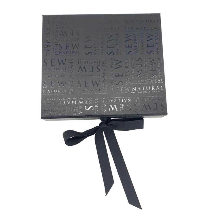 Custom Luxury Black Cardboard  Collapsible Rigid Paper Gift Box with Magnetic Lid Closure